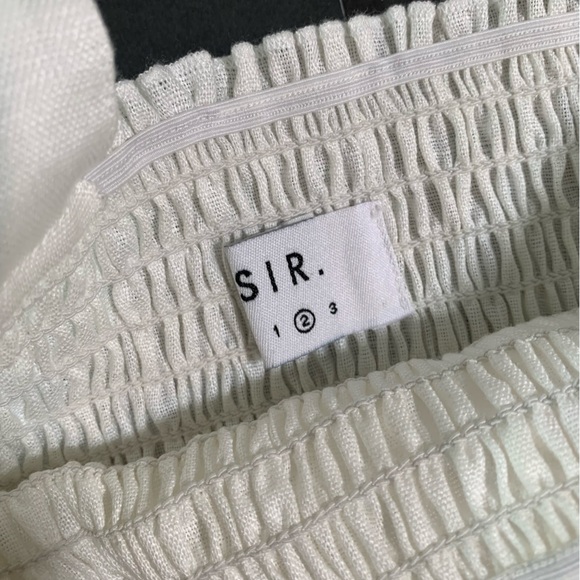 SIR Emile Ruched Top in Ivory White Women’s Size 2 Shirred Bodice 100% Linen - Picture 7 of 11